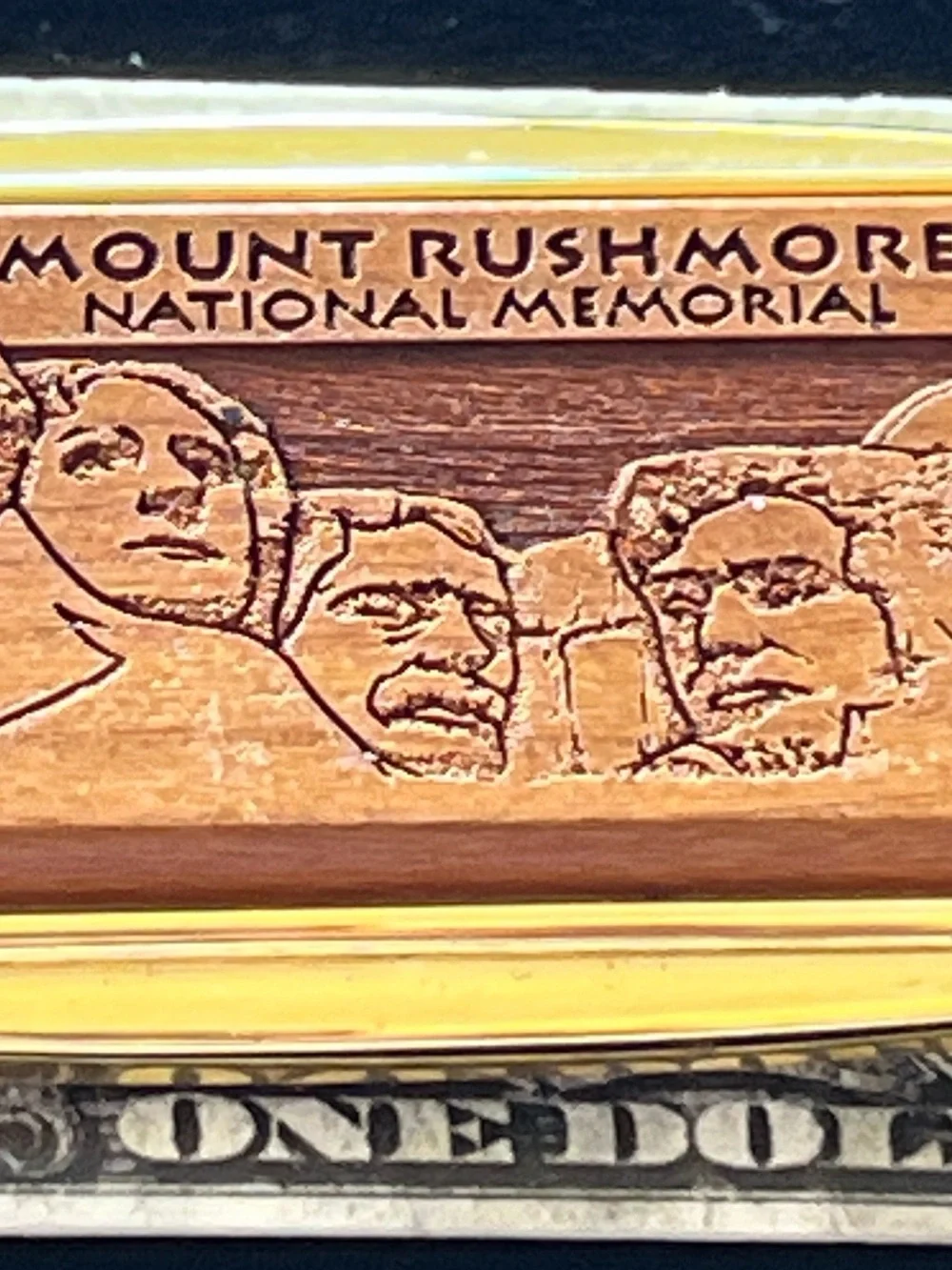 Vintage NEW Mount Rushmore Leather Money Clip - Original Packaging